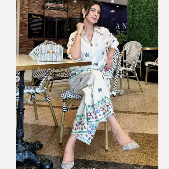 Zara Embroidered culottes white multicolor floral S M L XL NWT - Picture 6 of 14